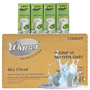 YOMOST YOUGURT 베트남 YOMOST 무산균 흰요구르트천연발효 순한맛 요구르트 SUA CHUA YOMOST, 48개, 170ml