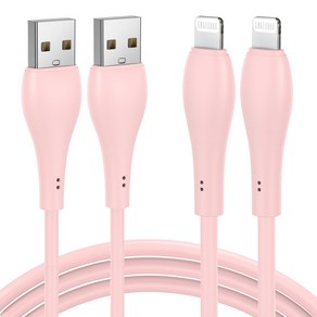 아이오네우스 마카롱 고속 충전 USB 아이폰 케이블 CB-I2I, 2개, 분홍색, 2m