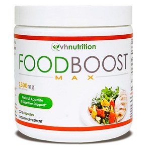 VH Nutition  FoodBoost MAX  1300mg 식욕 자극제* 체중 증가 알약* 남성 및 여성용  용담 강황 회향으로 제조  120캡슐, 1개