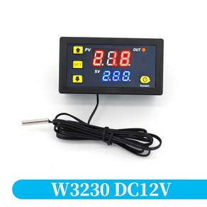 W3230 12V 24V AC110-220V 프로브 라인 20A 디지털 온도 제어 LED 디스플레이 조절기 열/냉각 기기, 02 02 DC12V, 1개