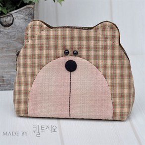 곰 파우치-브라운 (퀼트패키지)-직접만드는상품 퀼트 DIY 패키지, 1개