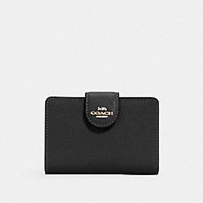 코치 COACH 여성 반지갑 6390 블랙 MEDIUM CORNER ZIP 미국직배송