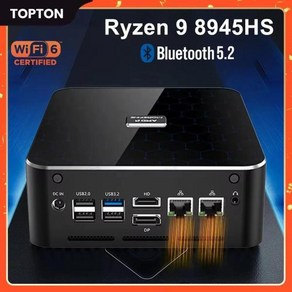 게이밍 미니 PC Topton AMD AI M600 Rzyen 9 8945HS R5 8645HS 2xDDR5 0 2x2.5G LAN 윈도우 11 데스크탑 컴퓨터 게이머 WiFi, 없음, 없음, 15) No Ram No Stoage - Ryzen