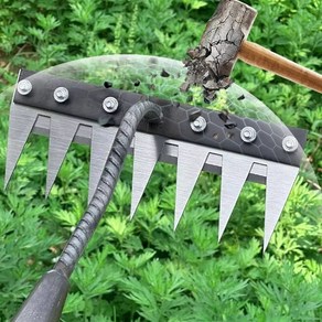 [1/1+1] 탈부착가능한 농업용 다기능 쇠갈퀴 제초 및 개황 밭 고르기 잡초 베기, 8인치, 1개