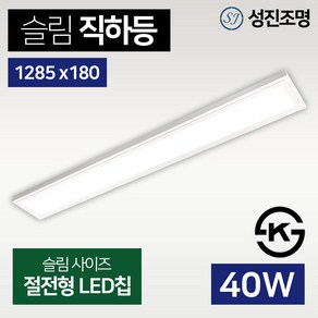 LED 거실등 방등 주방 엣지 슬림 직하 평판등 조명 40W 1285x180 (KS), 슬림직하등_1285x180_40W(주광색)