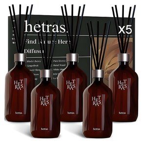 헤트라스 프리미엄 디퓨저, 퓨어런드리 + 호텔우드 + 화이트셔츠 + 제주사려니숲길 + 라튤립샤워, 500ml, 5개