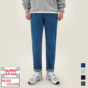 모노마인 남성용 빅사이즈 스판 밴딩 청바지 M-4XL