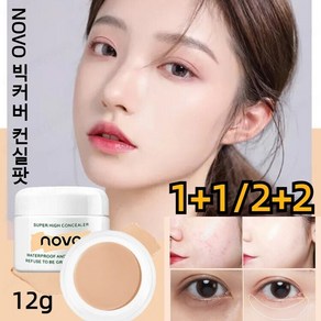 (1+1/2+2) NOVO 빅커버 컨실팟 12g 아이보리/내추럴/베이지 24H지속력/워터프루프/촉촉한 보습, 베이지*1개 + 아이보리*1개