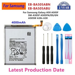 삼성 갤럭시 A50 A505F SM-A505F A505FN/DS/GN A30s 용 새 EB-BA505ABN 4000mAh 배터리, 02 EB-BA505ABUTools, 1개