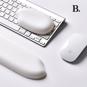 바림 모우모우 마우스 키보드 고급 팜레스트 말랑말랑 손목 받침대, 화이트 세트, 1개