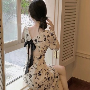 YioYcc 브이 넥 원피스 슬림핏 여성 캐주얼 롱 스커트
