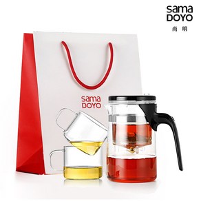 사마 블랙라벨 내열유리티포트 선물세트 (티팟+찻잔+레드쇼핑백), SAG10 750ml+찻잔2P(정품쇼핑백), 1개