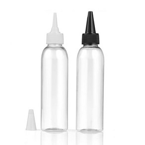 허브스프레이 플라스틱용기 뾰족캡 흰색 검정100~500ml, 120ml, 투명용기 검은색캡, 1개