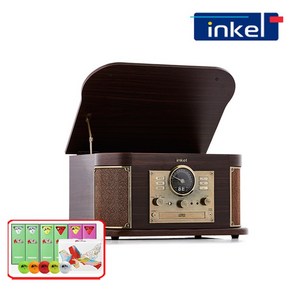인켈 LP 올인원 블루투스 오디오 스피커 CD 플레이어 턴테이블, IK-A1090LP, 월넛