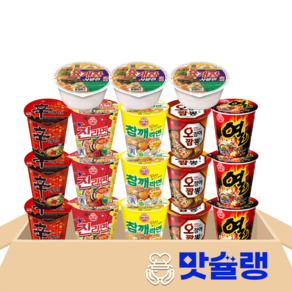 오뚜기 농심 소컵라면 6종 18개입 (진라면 매운3 신라면3 육개장사발면3 참깨라면3 오징어짬뽕3 열라면3), 1박스