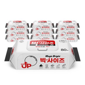 매직브라이트 도톰한 엠보싱 빅사이즈 물티슈 캡형, 60g, 80매입, 10개
