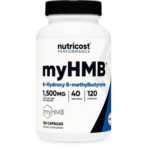 Nuticost myHMB 캡슐 1회 제공량당 1 500MG 칼슘 HMB 60캡슐 20회 분량 - 퍼포먼스 라인 B-하이드록시 B-메틸부티레이트 모노하이드레이트, 120 Count (Pack of 1), 1개, 120정