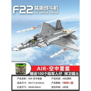 레고호환 대형 군용기 F-22 퍼즐 초등학교 미사일 1802PCS 비행기, C. F-22, 1개