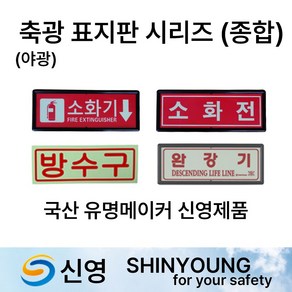 신영 축광 야광 표지판 표지 계단 통로 소화기 소화전 방수구 방수기구함 비상문표지, 11.신영 축광 계단표지판 좌하우상, 1개