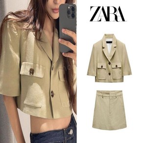 ZARA 자라 린넨 크롭 블레이저 스커트