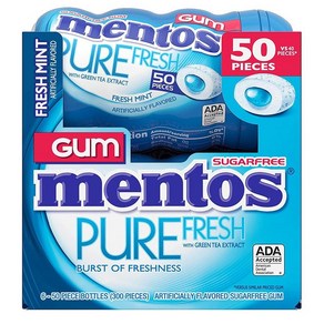 Mentos Pue Fesh SugaFee Chewing Gum Xylitol Fesh Mint 멘토스 퓨어 프레쉬 무설탕 프레쉬 민트 자일리톨 껌, 300개