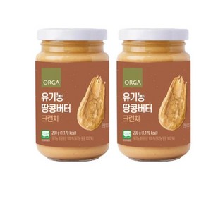 올가홀푸드 유기농 땅콩버터 크런치, 2개, 200g