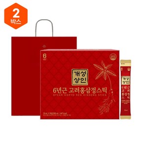 개성상인 6년근 고려홍삼정스틱 30포 x 2박스(총 60포)쇼핑백 포함, 300ml, 2개