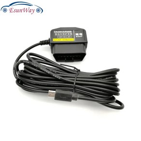 OBDII 충전 케이블 마이크로 USB 또는 미니 USB 전원 어댑터 16 핀 OBD2 커넥터 직접 충전 케이블, 10개