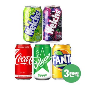 [제트스카이] 웰치 청포도 포도 코카 칠성사이다 환타파인애플 뚱캔 음료 세트 355ml 350ml