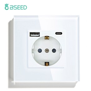 Bseed EU 러시아 전기 소켓 강화 유리 크리스탈 패널 16A 콘센트 주택 개조, 5) 86mm Type-c White, 1개