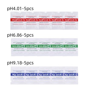 염분 계량기 교정 솔루션 테스트 25 PH 개 9.18 파우더 버퍼 측정 4.00 계량기 포인트 15 로트당 개 6.86, 3 IN 1 15pcs, 15개