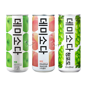 데미소다 250ml 애플 5캔+복숭아 5캔+청포도 5캔 총15캔