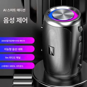 휴대용 블루투스 스피커 AI 스마트 진동 듀얼 스피커 적용 장면 다저음포음 무선소음향, 블랙