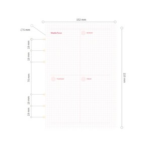 드림널스 A5 6공 다이어리 속지 위클리 120page (1년 분) 리필