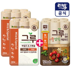 삼정펄프 그루 마일드 화장지 60롤 & 그루키친타올120매 12롤, 그루 마일드 60롤＋그루키친타올120매 12롤