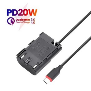 ACK-E6N 타입 USB C to LP-E6N 더미 배터리 DC 어댑터 캐논 EOS Ra R6 R5 R 90D 80D 70D 60D XC10 XC15 R5, 한개옵션0, 1개