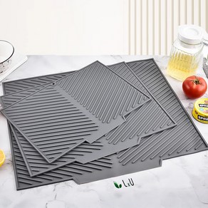 [LxU]주방 물빠짐 식기건조매트 실리콘 드라잉매트, 1개, 회색