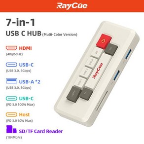 RayCue 128k Pocket USB3.0 허브 C to HDMI 멀티허브 탈부착 케이블 구조독 MacBook Po Ai Lenovo Dell HP 노트북용 4K 60Hz, 2) 7-IN-1 USB HUB-B, 1개