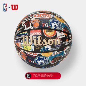 윌슨 신형 레트로 NBA 팀로고 엠블럼 농구공 7호 PU 가죽, NBA 레트로 팀 엠블럼, 7, 1개