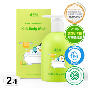 키즈텐 아기 유아 어린이 키즈 초등학생 약산성 순한 버블 목욕 바디워시, 2개, 300ml