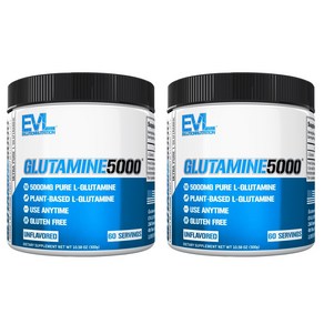 EVLUTIONNUTRITION 울트라 퓨어 글루타민 5000mg 언플레이버드, 2개, 300g