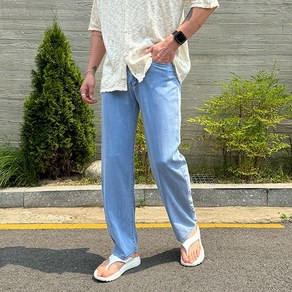[얼로우]썸머 쿨 텐셀 와이드 데님팬츠 여름 얇은 청바지 남성 캐주얼 아이스팬츠