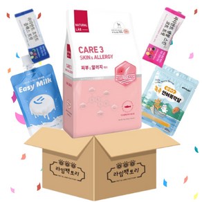 네추럴랩 케어3 유기농 70% 강아지기능성사료 피부&알러지 케어 2kg+이지밀크50ml+네이처알로연어복막살1p+협성로하스 라디안트트릿2p, 1개