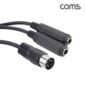 Coms IH479 6.5mm 모노(F)x2 to 미디 5핀(M) 변환 케이블 50cm/6.5Mono 암단자x2 to MIDI 5Pin 수단자, 1개