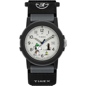 Timex 남성 익스페디션 캠퍼 40mm 시계 블랙 패스트랩 화이트 다이얼 케이스