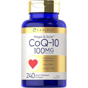 Calyle CoQ10 100mg  240 Softgels  Mega Q-Sob Coenzyme Q-10  with Black Peppe Extact  Non-GMO, 1개, 240정