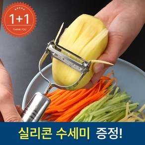 곽씨네슈퍼 빠른 손질 가능한 스텐 감자 채칼 필러, 2개, Silve