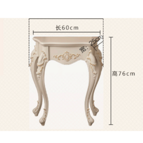유럽풍 엔틱 현관 콘솔 미니 원목 예쁜 거실 복도 포인트 화이트 화장대 인테리어가구, 60아이보리골드