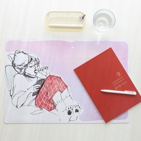 [디어모먼트 X 글씨를수놓다] 데스크 매트 독서 필사 전용 페브릭 52x35cm, 레드., 1개