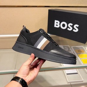 HUGO BOSS 남성 가죽 캐주얼 운동화 블랙 50474953-401